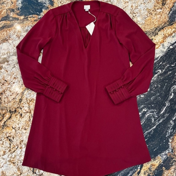 NWT! Long Sleeve V-Neck Shift Dress - Picture 2 of 4